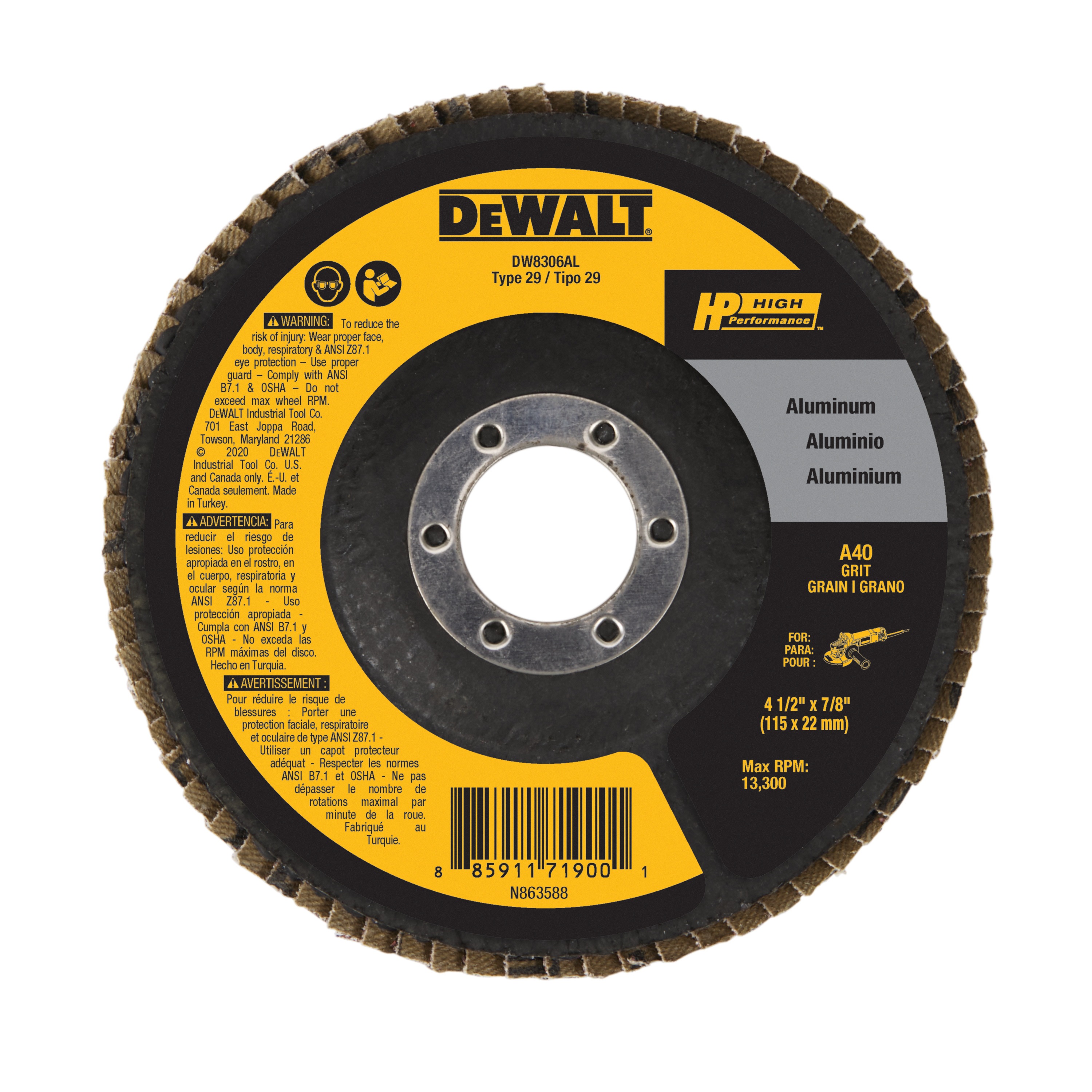 X In Grit Aluminum Flap Disc Dw Al Dewalt