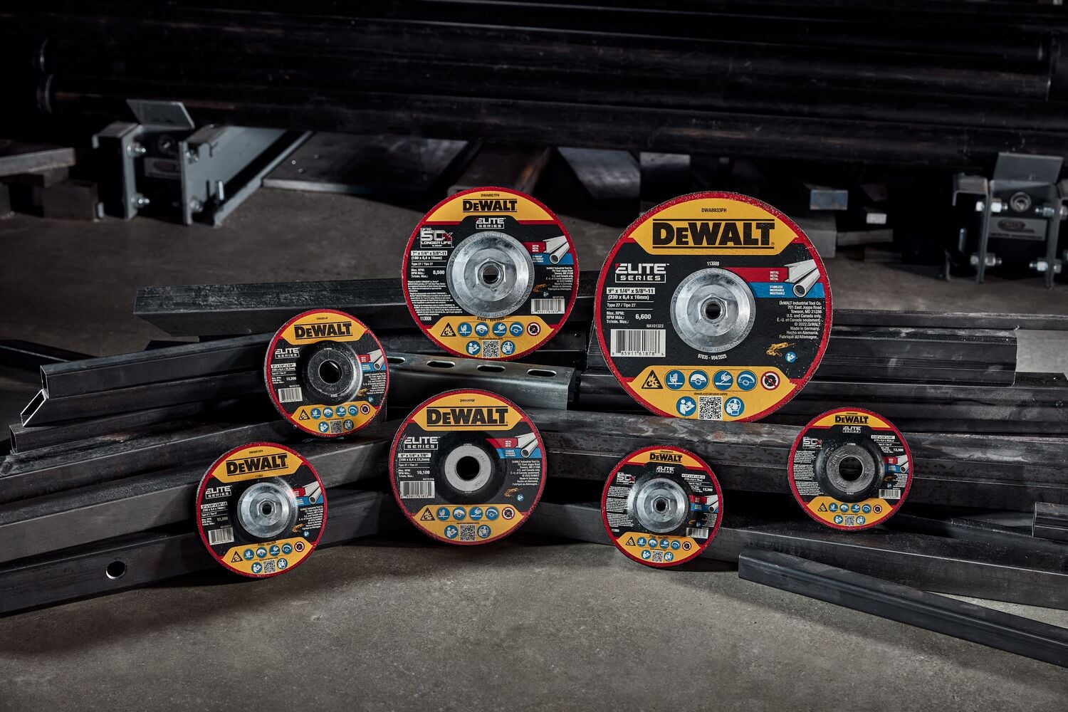 7 Elite Grinder Wheels shown in Group