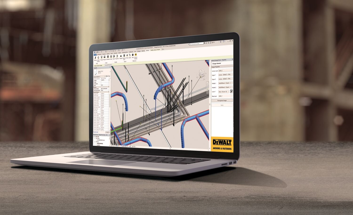 Image of a laptop running DEWALT Hangerworks software
