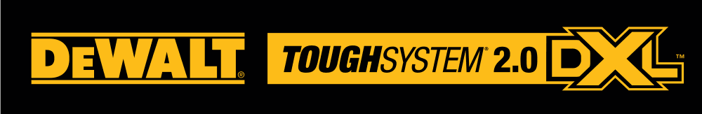 DEWALT ToughSystem 2.0 DXL logo with yellow text on a black background.