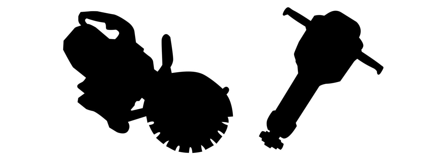 Two black unknown tool silhouettes on a white background