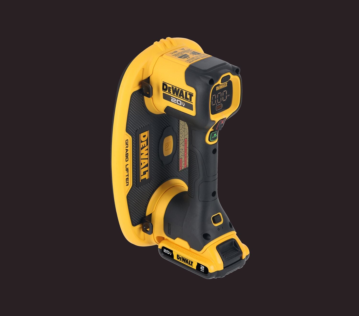 A close up of the DEWALT 20V MAX* GRABO LIFTER screen