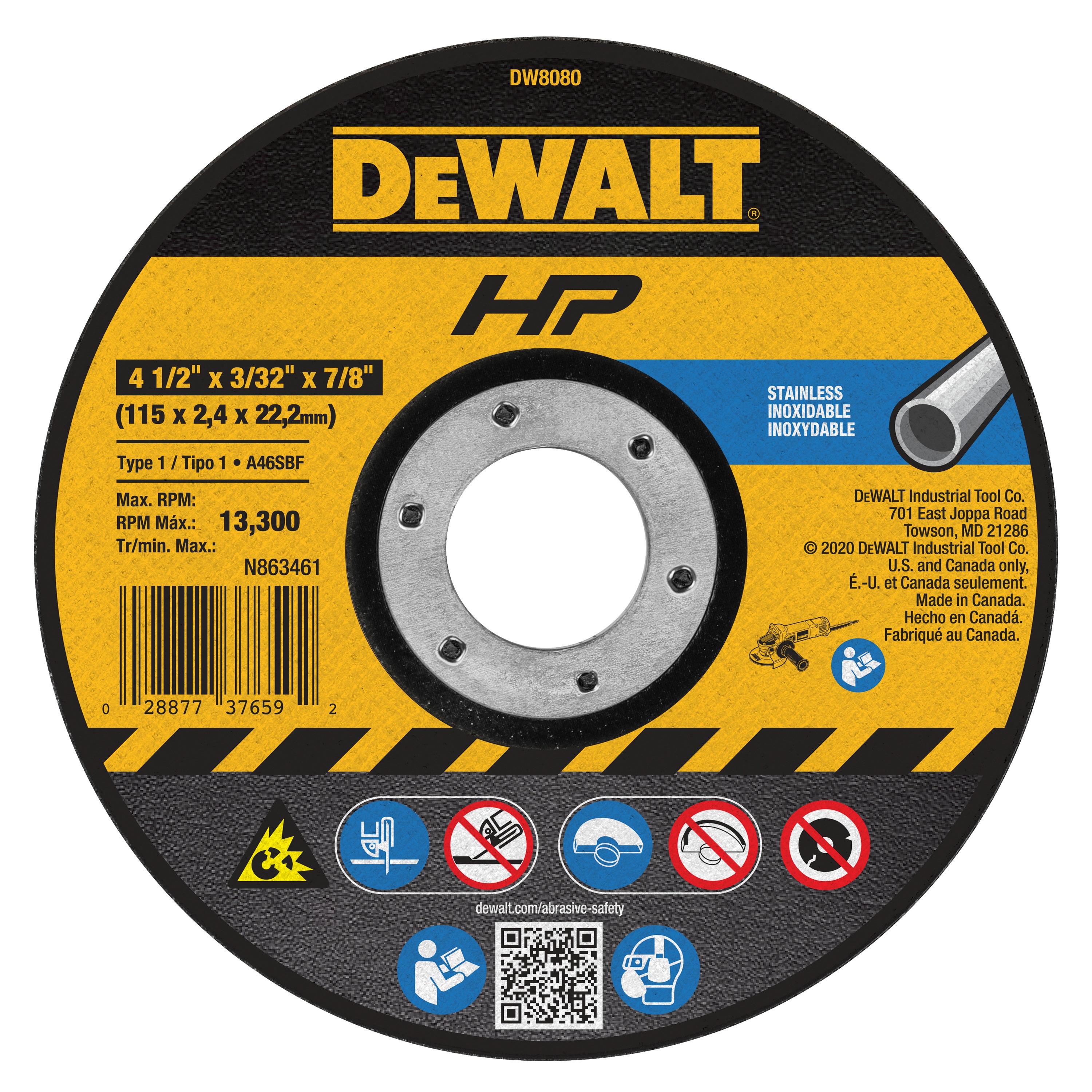 HP Stainless Steel Cutting Wheels Type 1 DEWALT