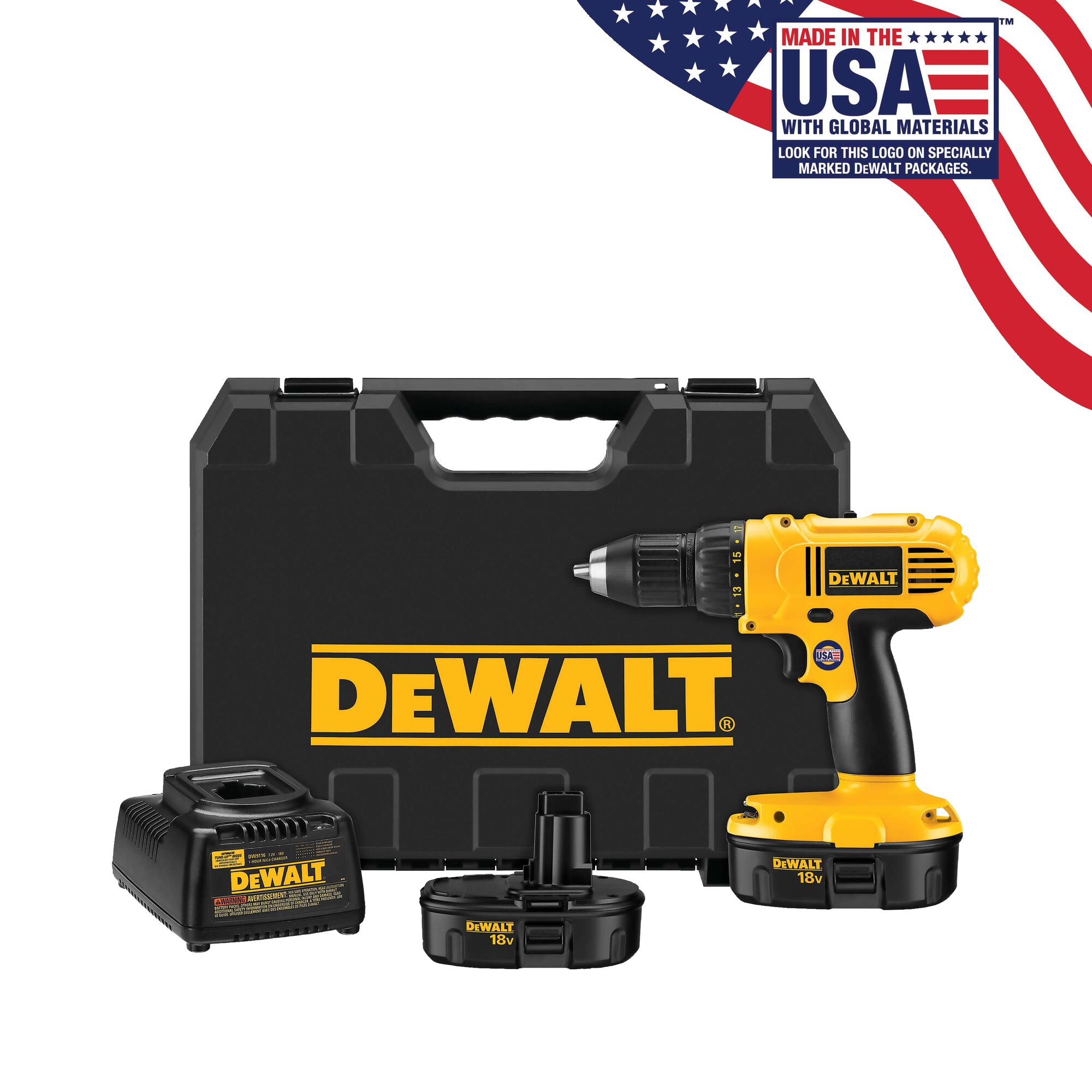 Dewalt 18v drill with 2 2024 batteries