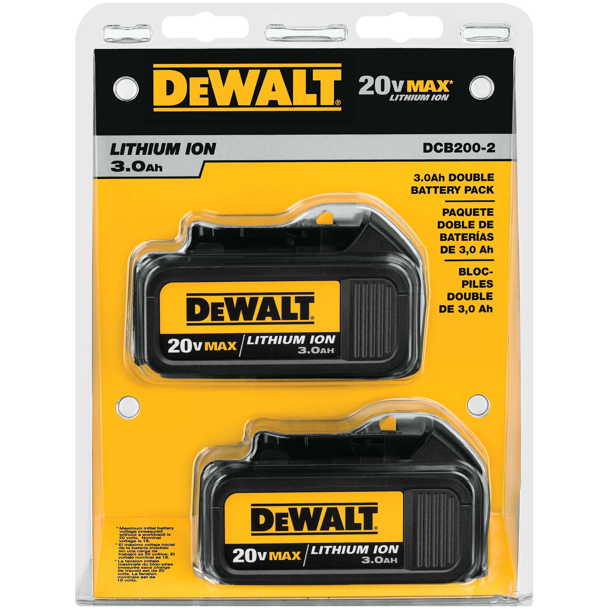 20V MAX 3Ah Battery 2 PK DEWALT