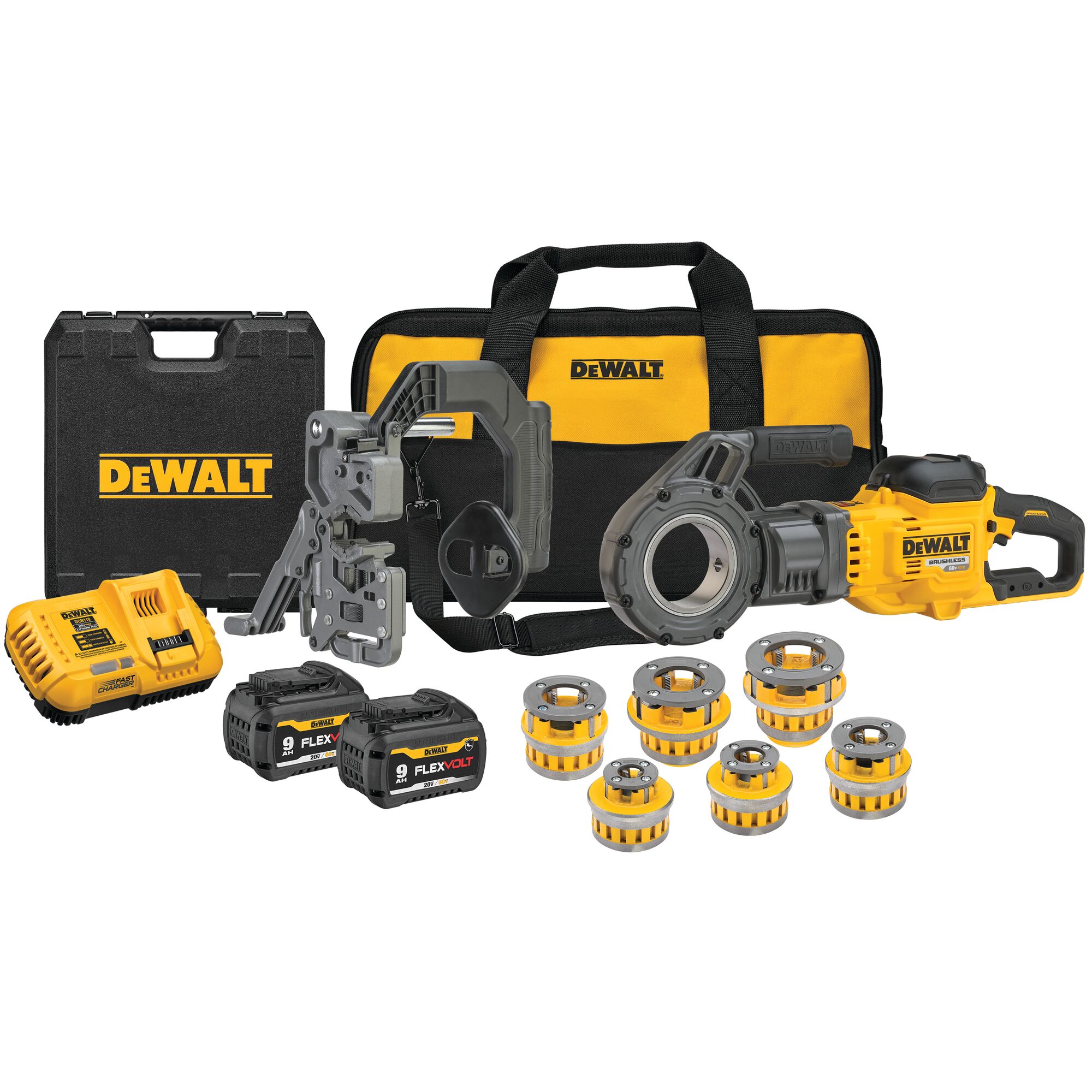 FLEXVOLT 60V MAX Cordless Pipe Threader Kit With Die Heads DEWALT