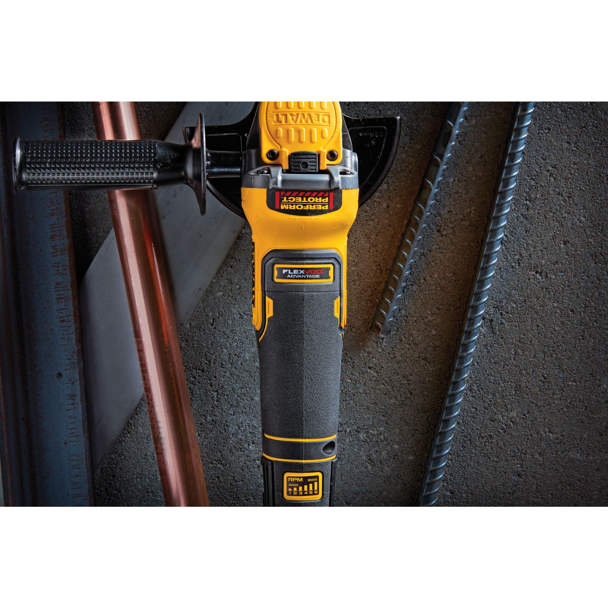 Dewalt cordless angle grinder best sale variable speed