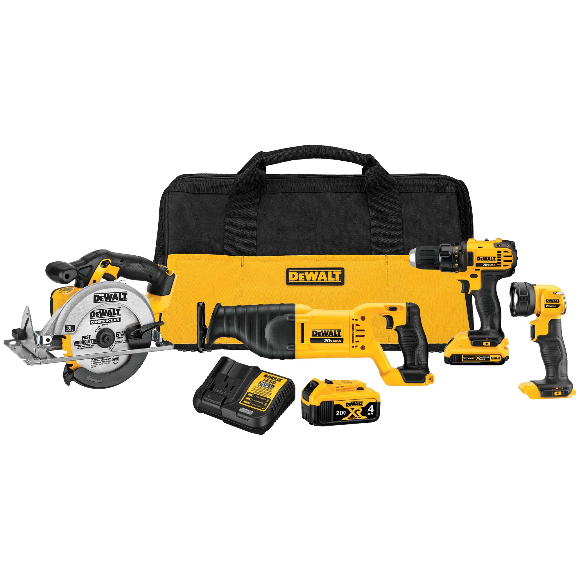 dewalt dc4ckita 18 volt compact cordless 4 tool combo kit