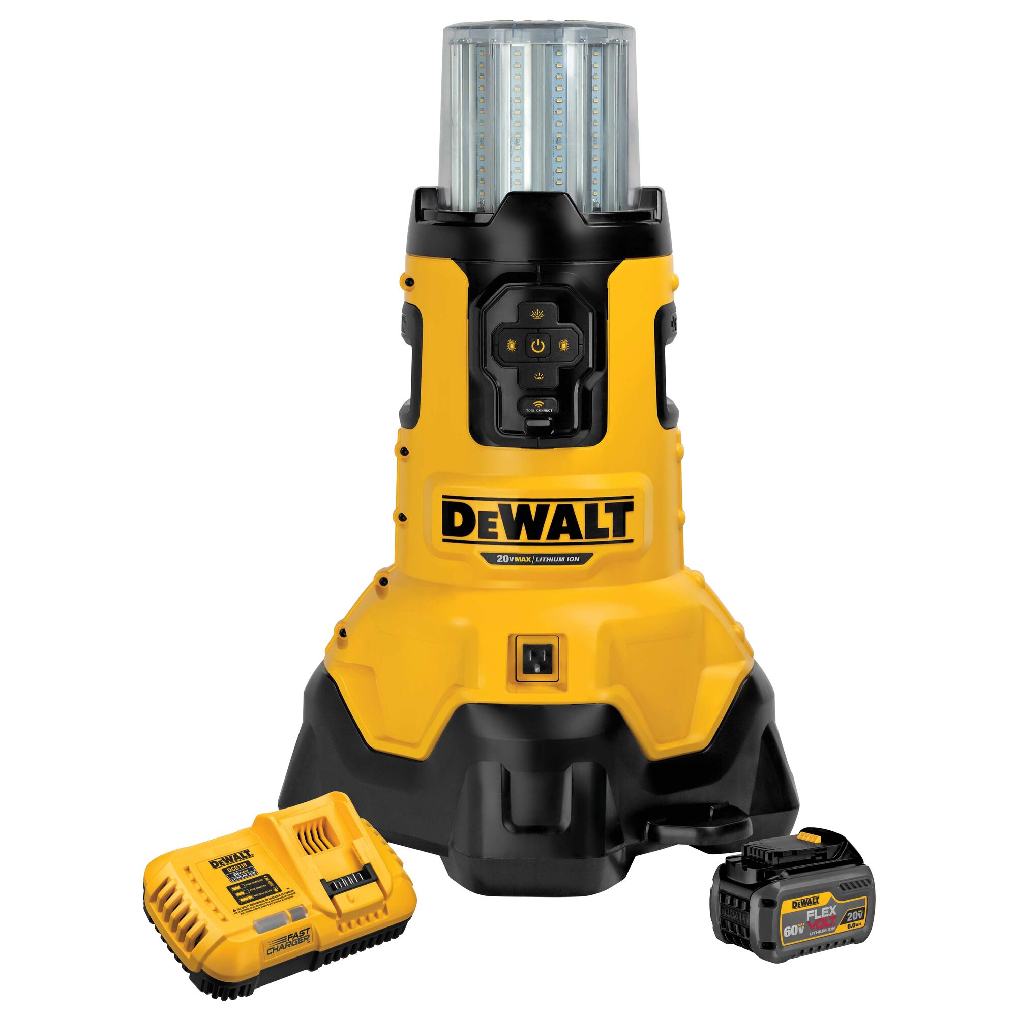 dewalt 20v charger yellow light