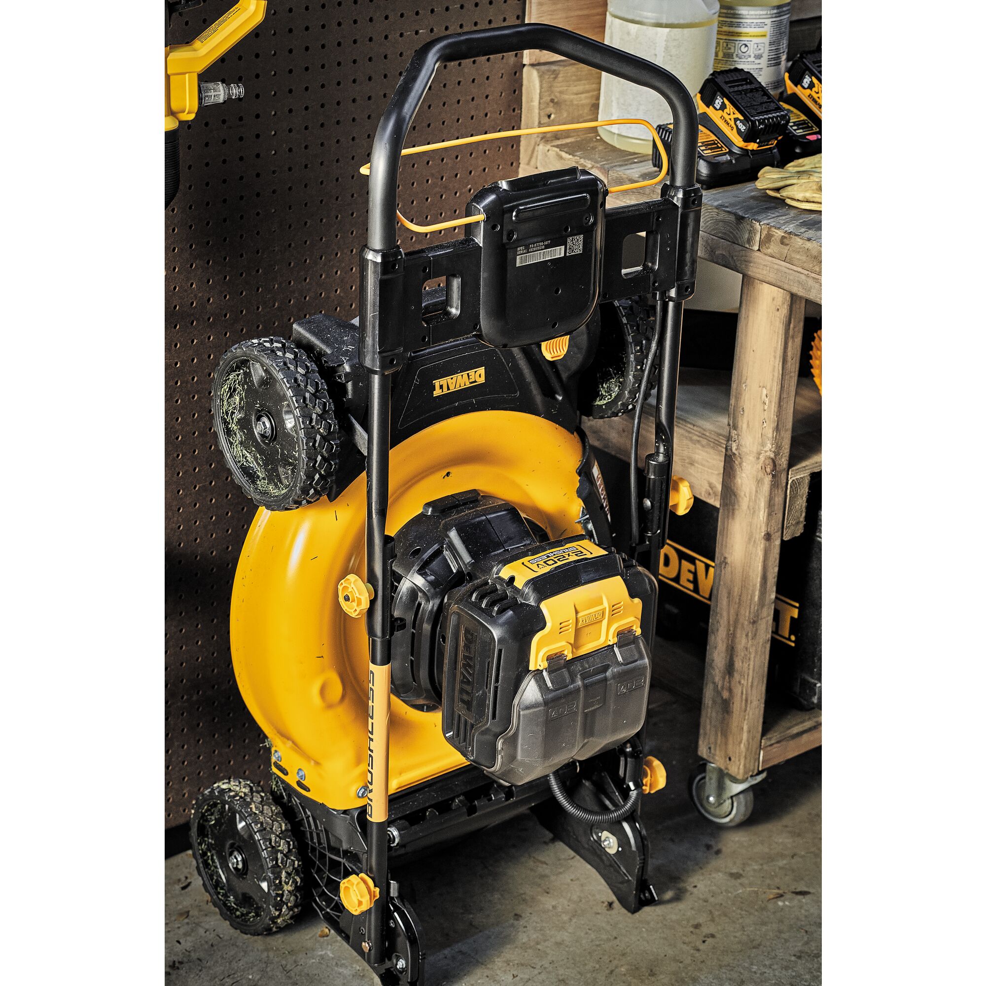 Vertical discount storage mower