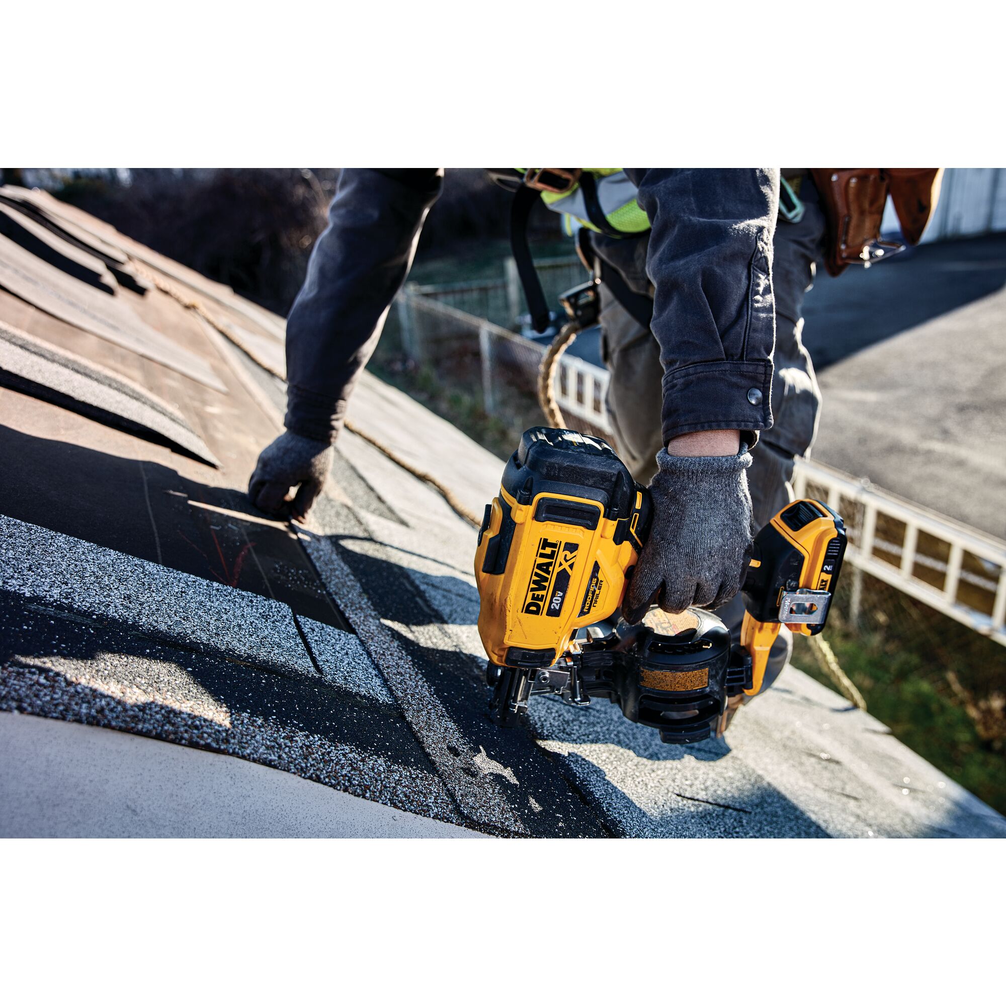 Dewalt battery best sale powered roofing gun