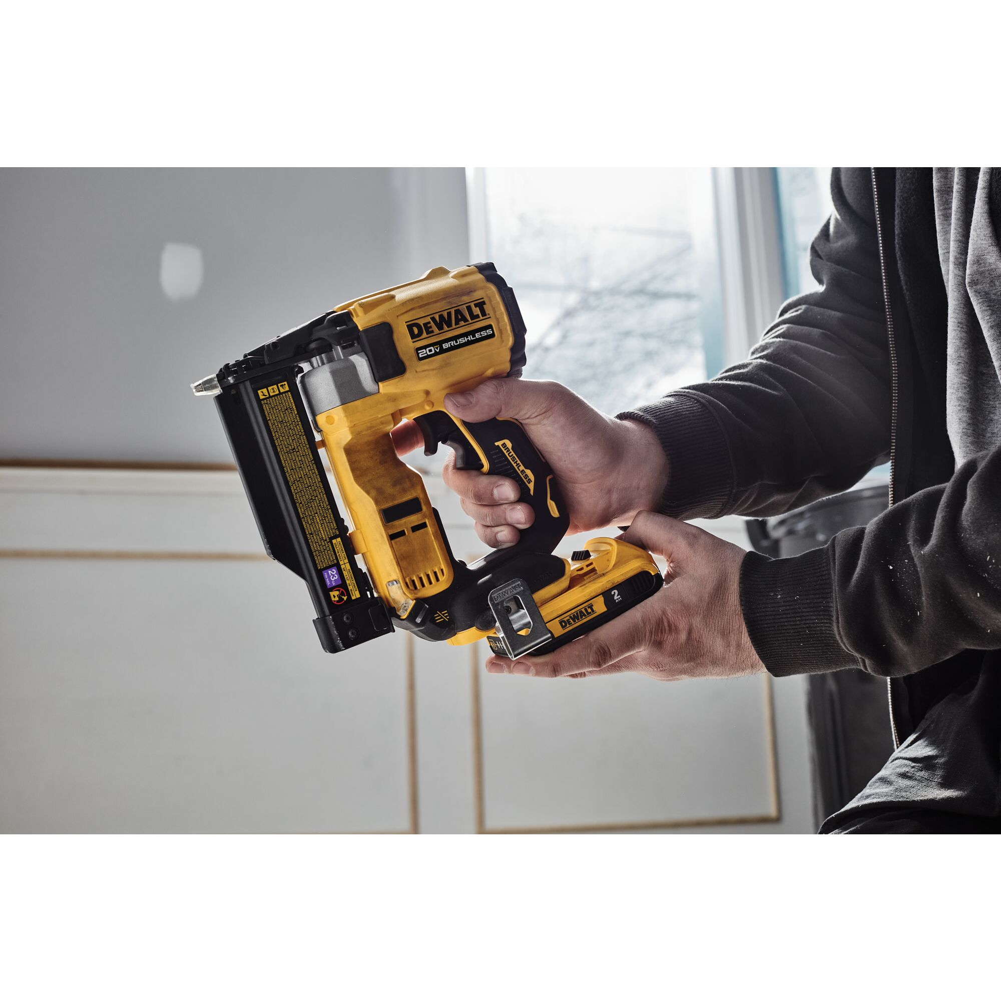 Dewalt cordless pin discount gun