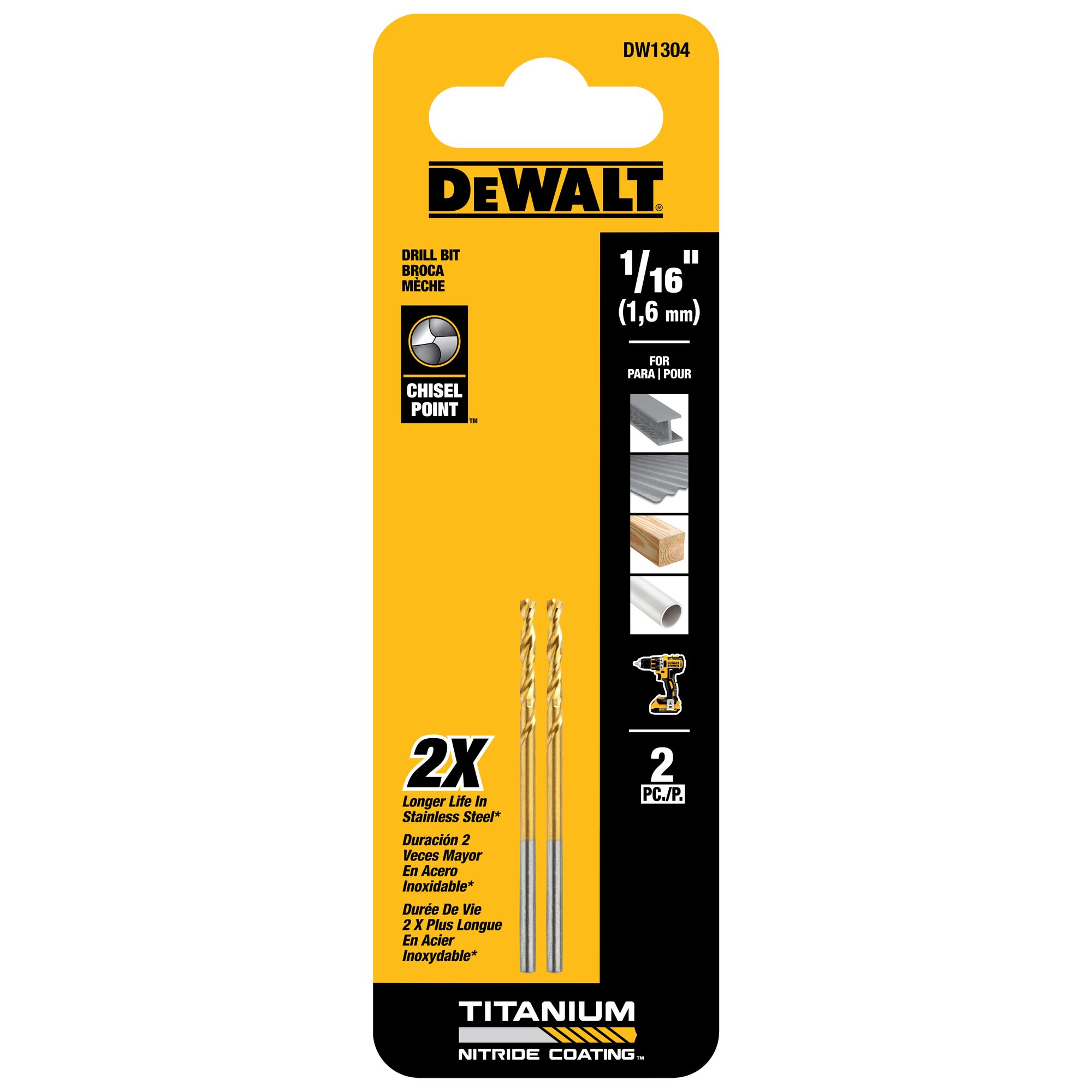 Titanium Nitride Coating Drill Bits DEWALT