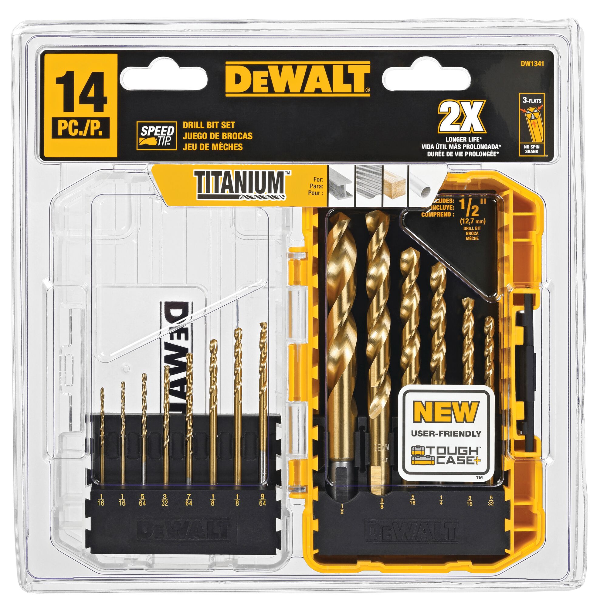 14PC Titanium Speed Tip Drill Bit Set DEWALT