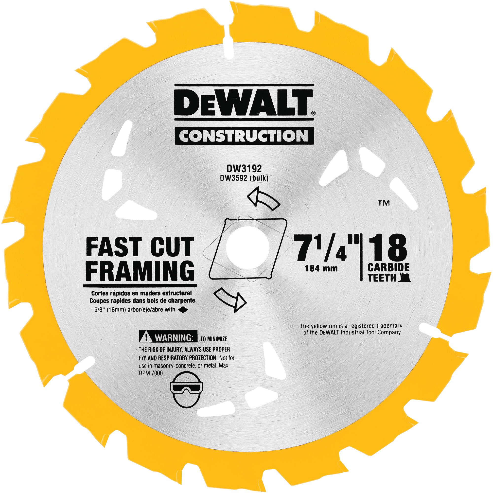 7-1/4 in. 18T Thin Kerf Carbide Circular Saw Blade | DEWALT