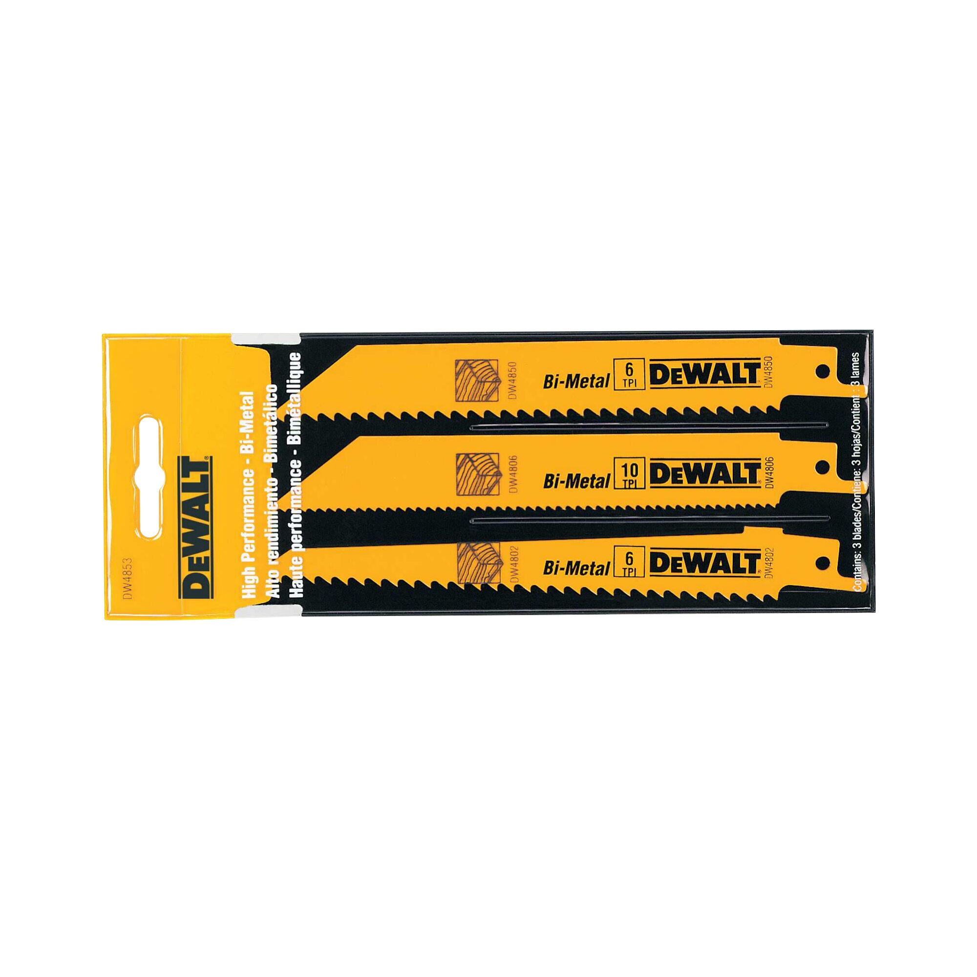 3 Piece Bi Metal Reciprocating Saw Blade Set DEWALT