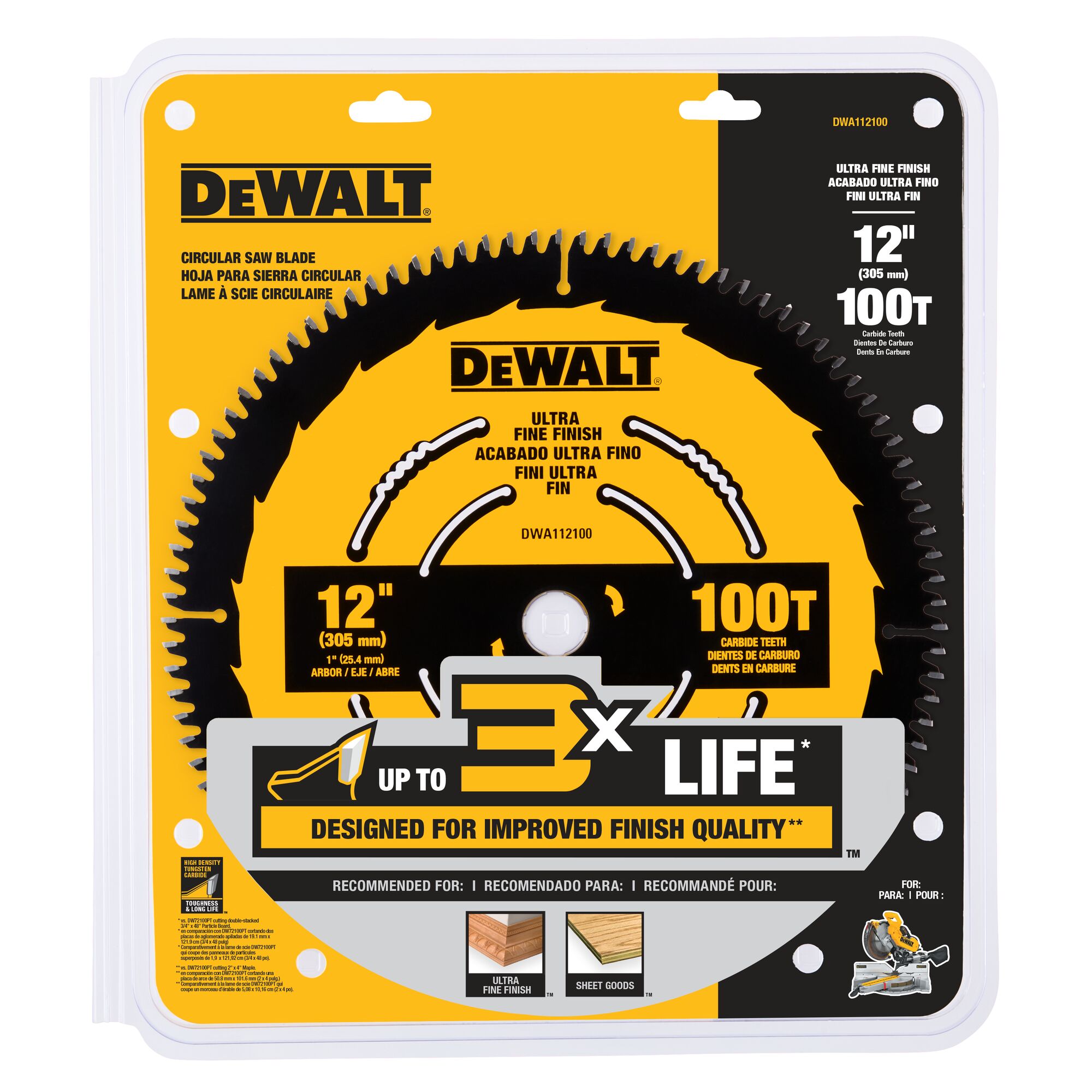 12 in. 100T Ultra Fine Finish Saw Blade DEWALT