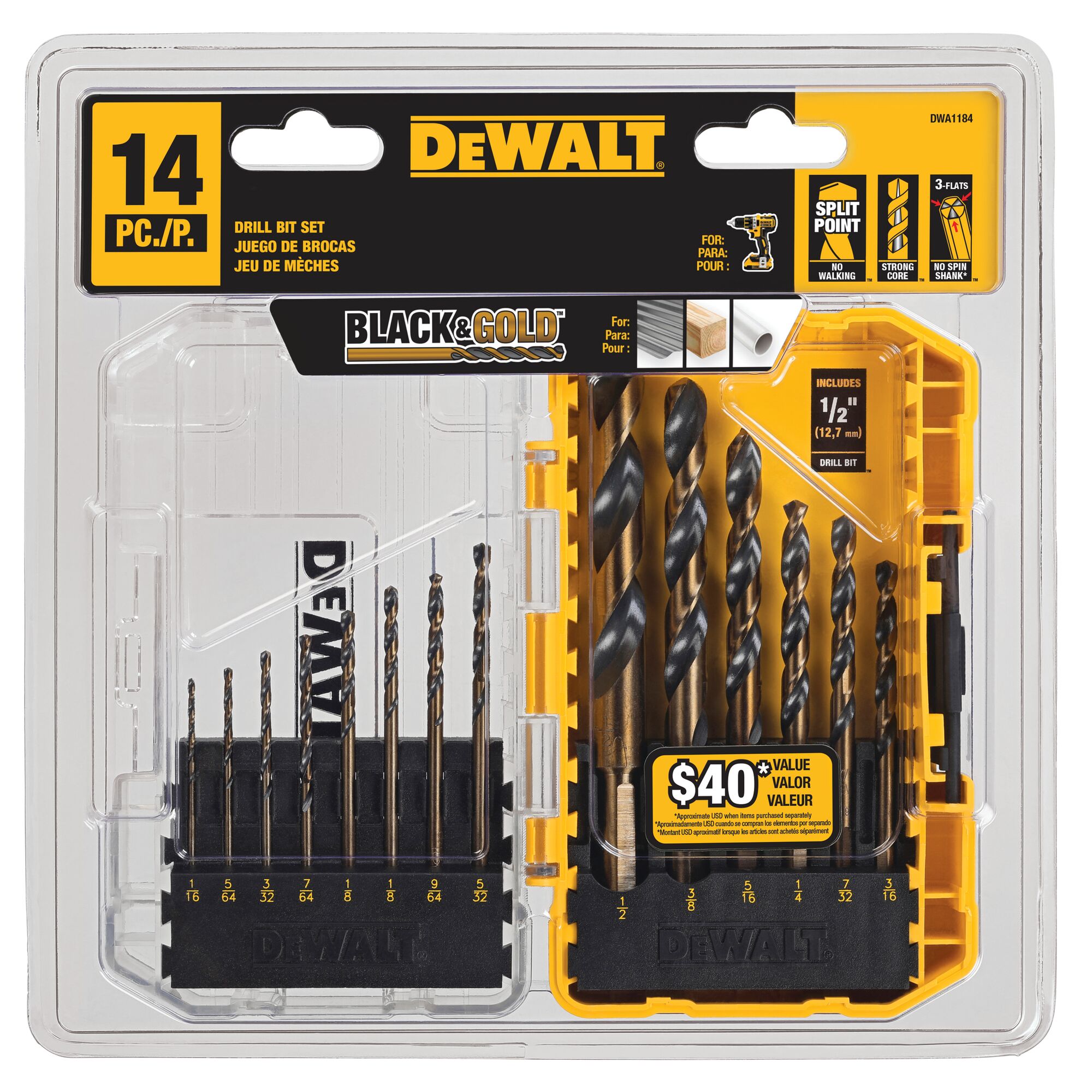 Dewalt dwa1184 black 2024 oxide drill bit set