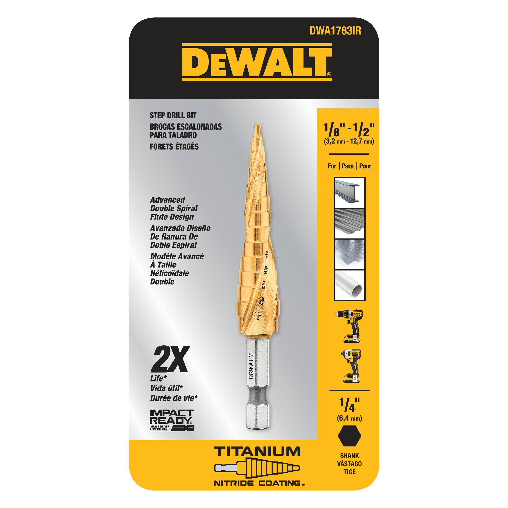 Step drill 2025 bit dewalt