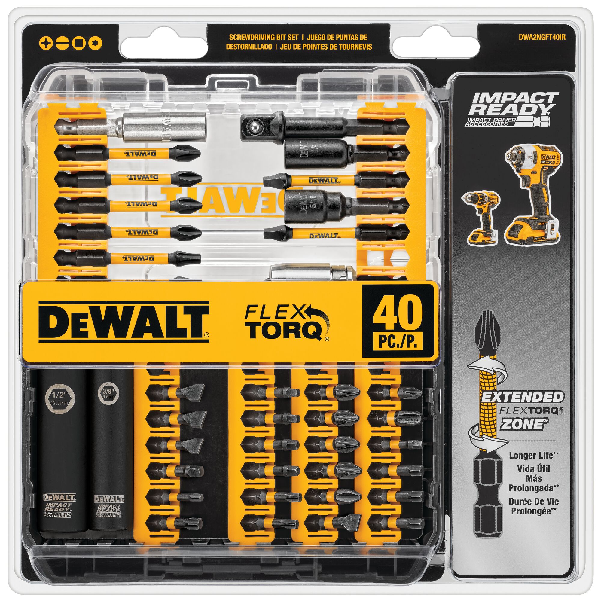 Dewalt dwa2ngft40ir durable flextorq 2025 impact ready screwdriving set