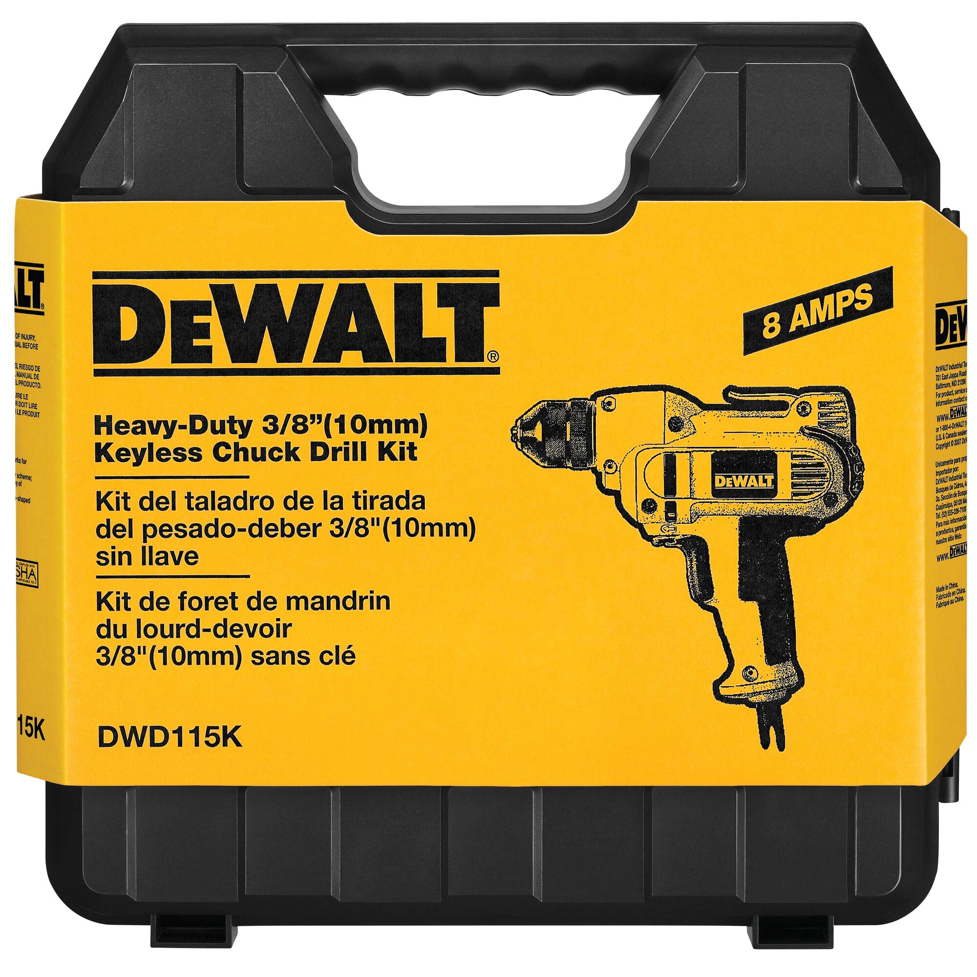 3 8 in. 10mm VSR Mid Handle Drill Kit with Keyless Chuck DEWALT