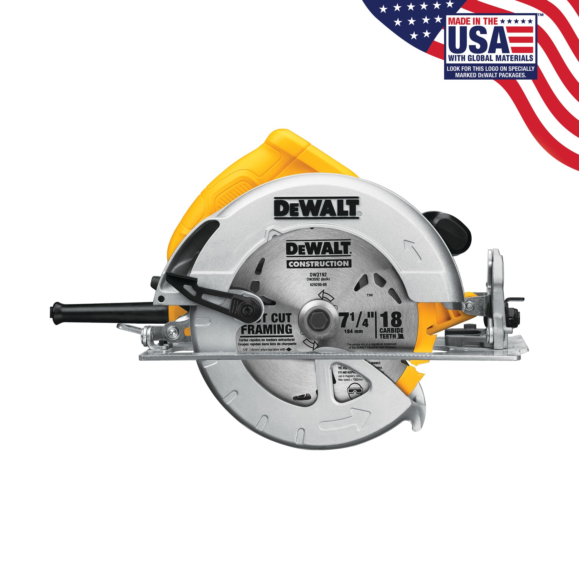 Dewalt 18v circular saw best sale blade size