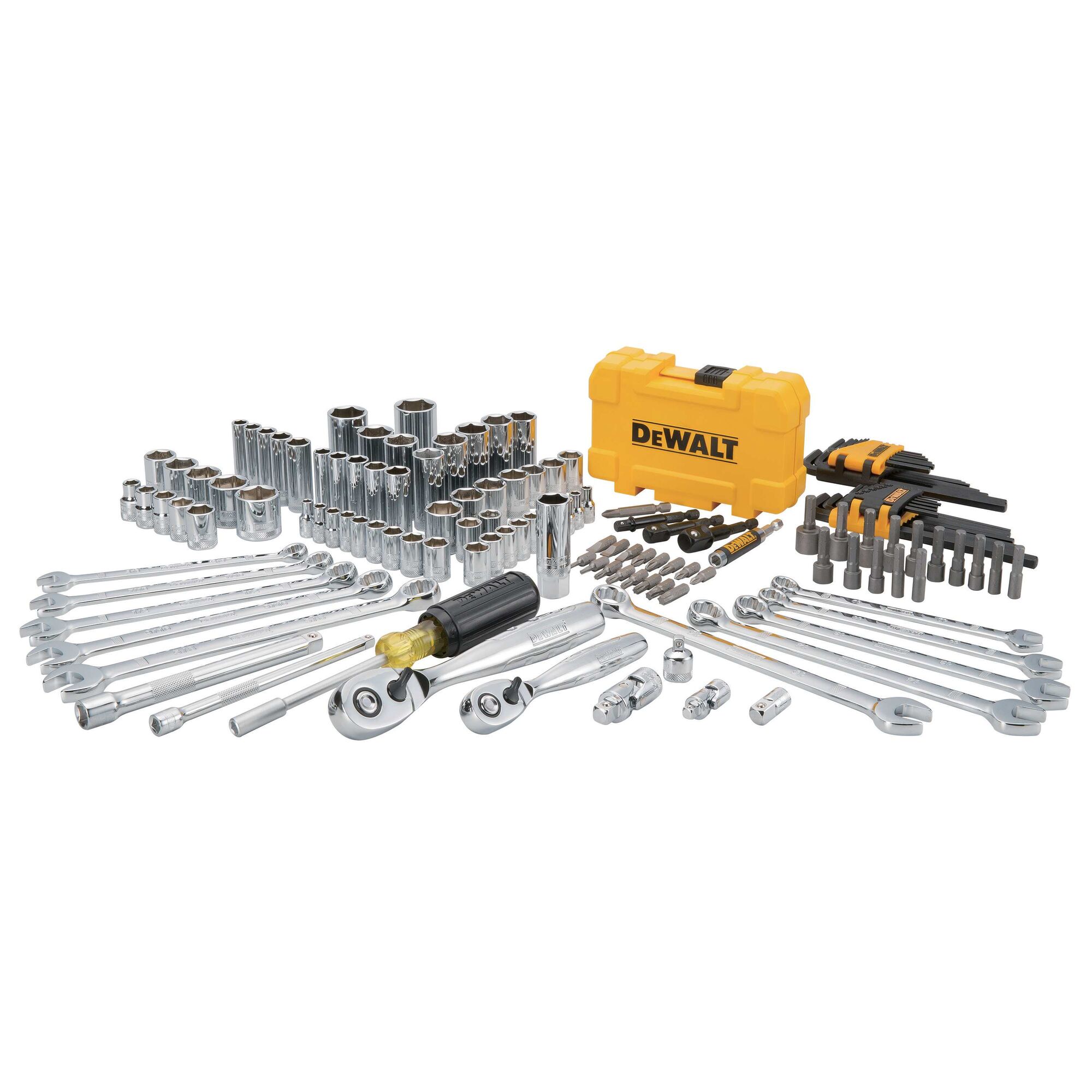 142 pc. 1 4 in. 3 8 in. Drive Mechanics Tool Set DEWALT