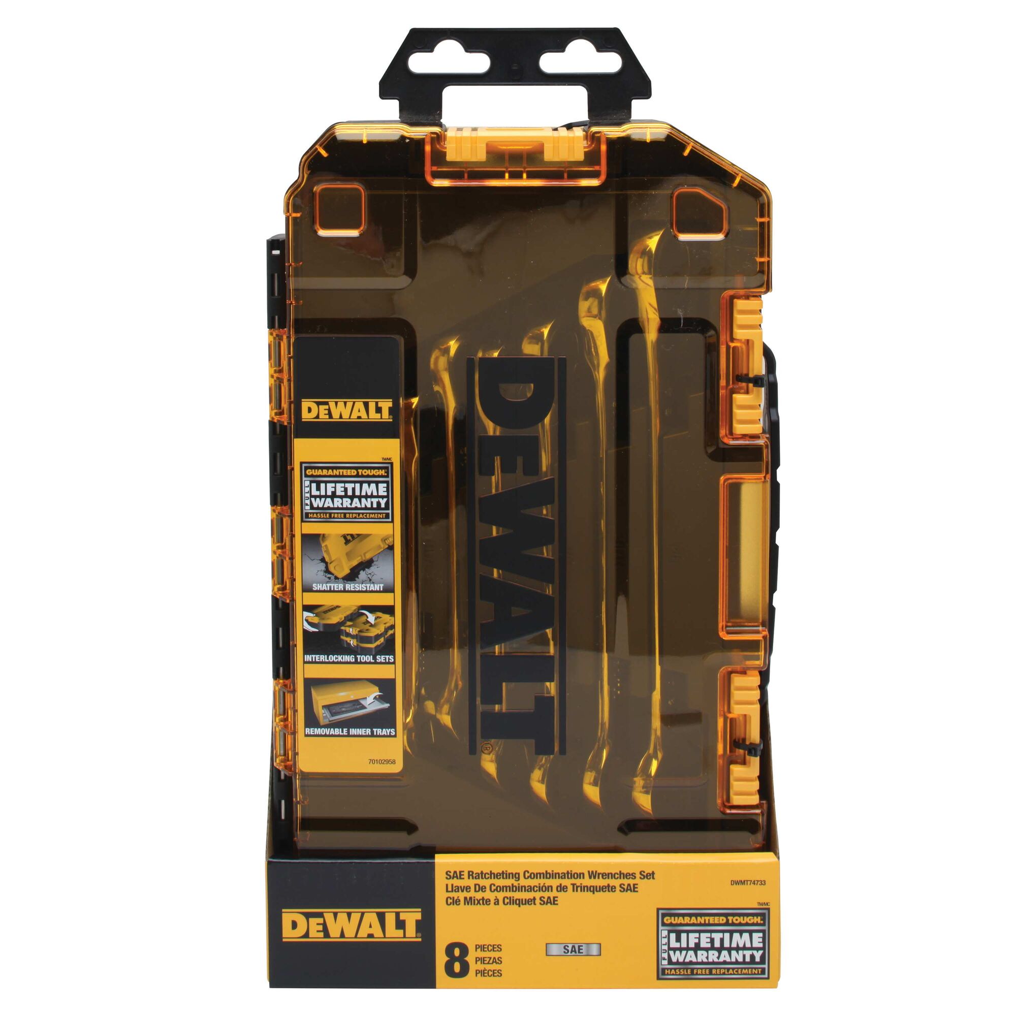 Full Polish Ratcheting Combination Wrench Set 8 pc DEWALT