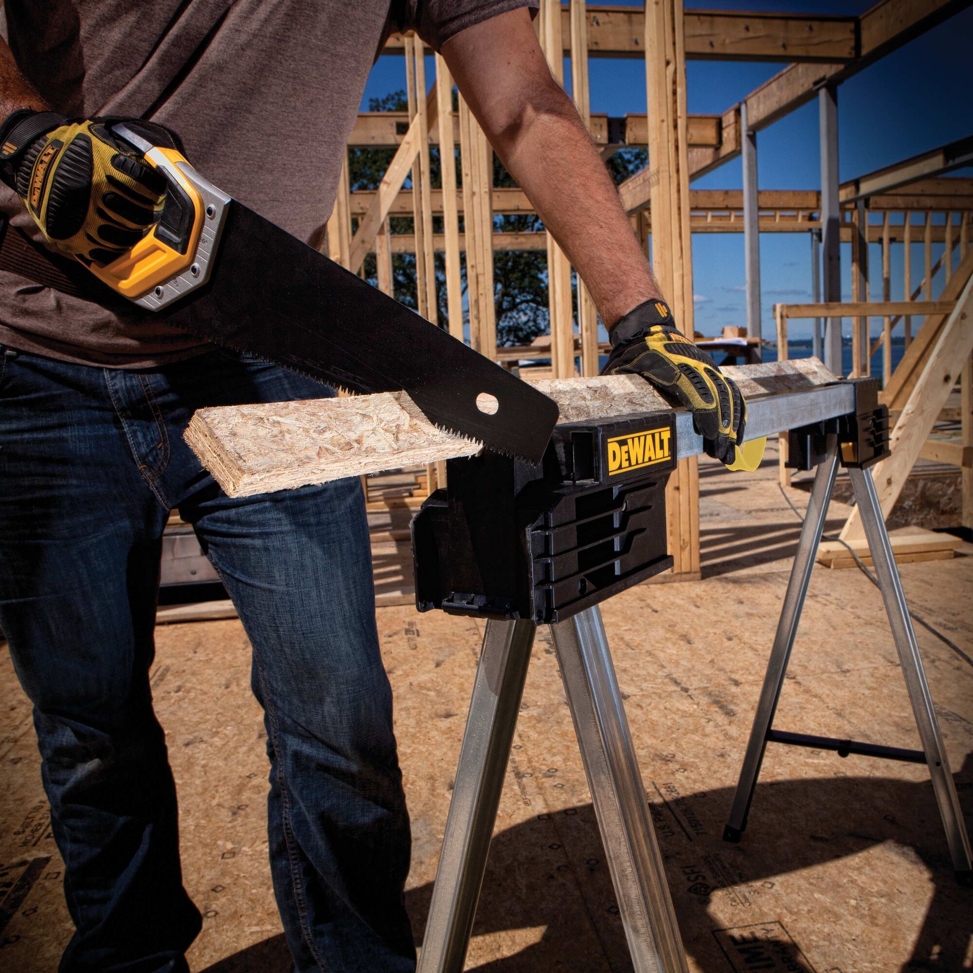 Metal folding store sawhorse