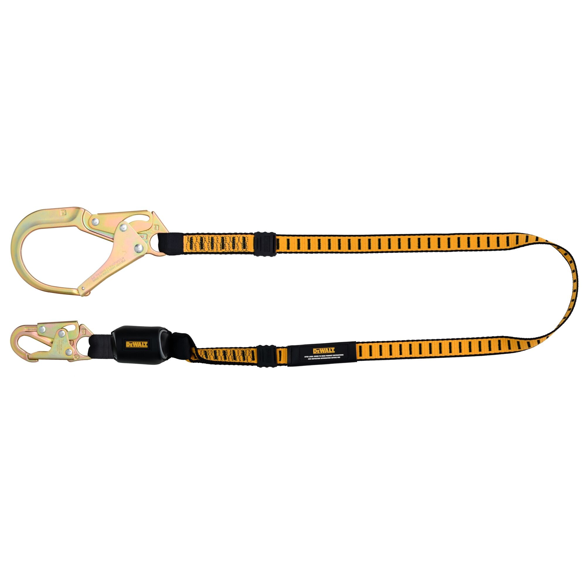 6 Ft. Lanyard, Single, External Absorber, with Steel Snap Hooks on D-Ring  End and Steel Rebar Hook on Anchor End