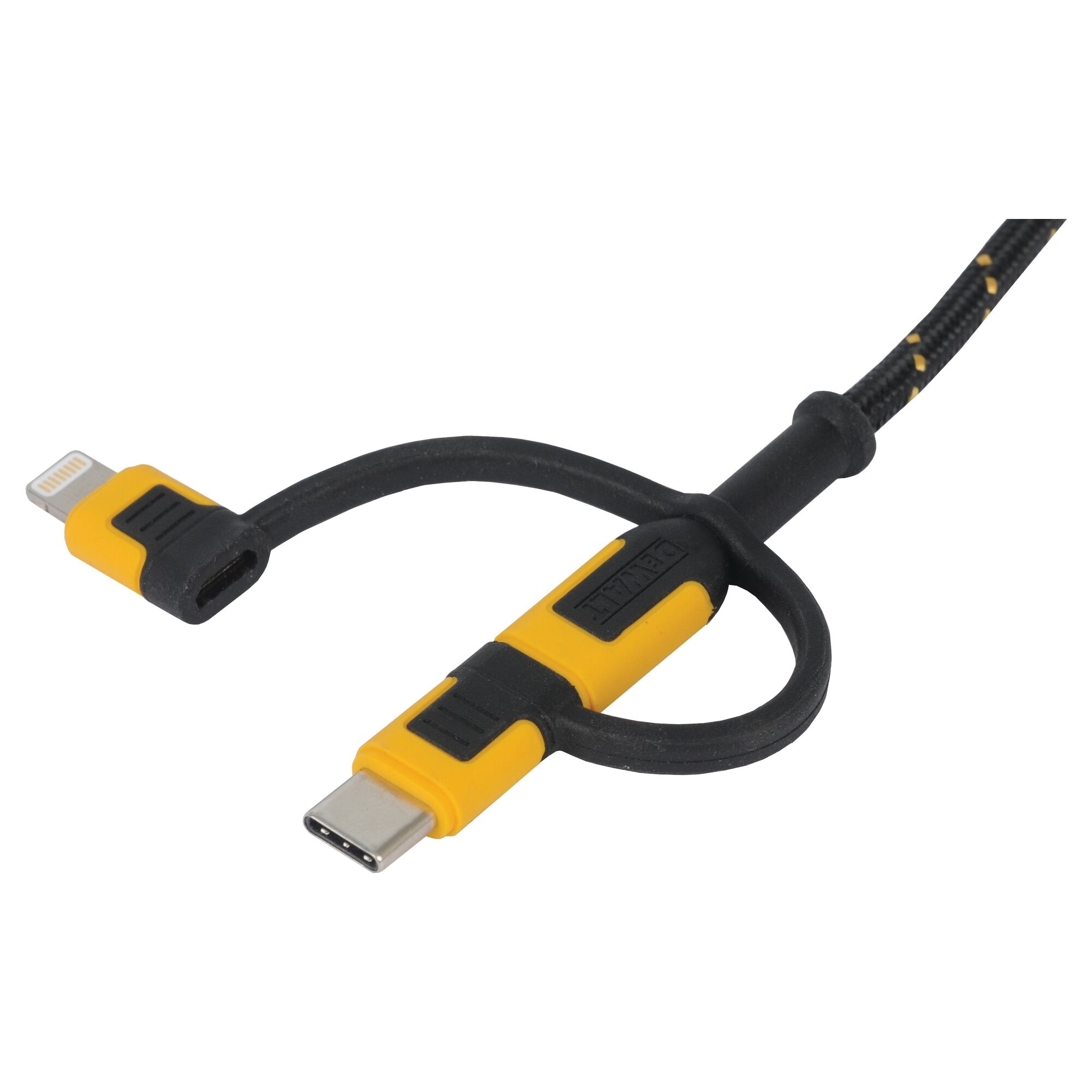 Reinforced 3 in 1 Cable for Lightning USB C and Micro USB DEWALT