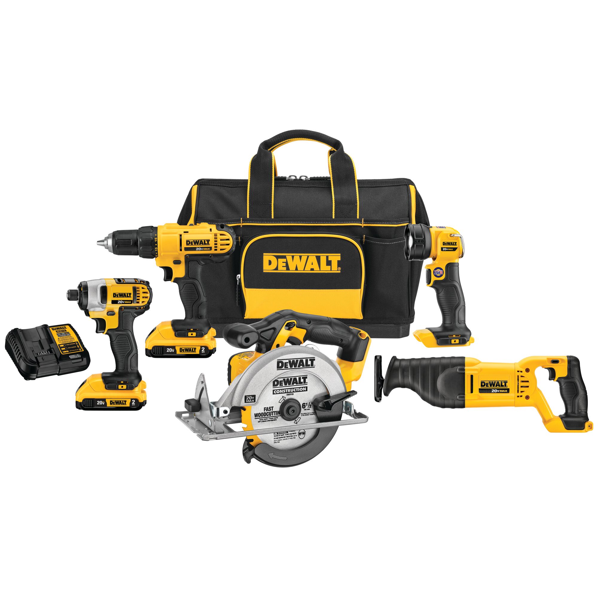 20V MAX* Cordless 5-Tool Combo Kit With Contractor Bag | DEWALT