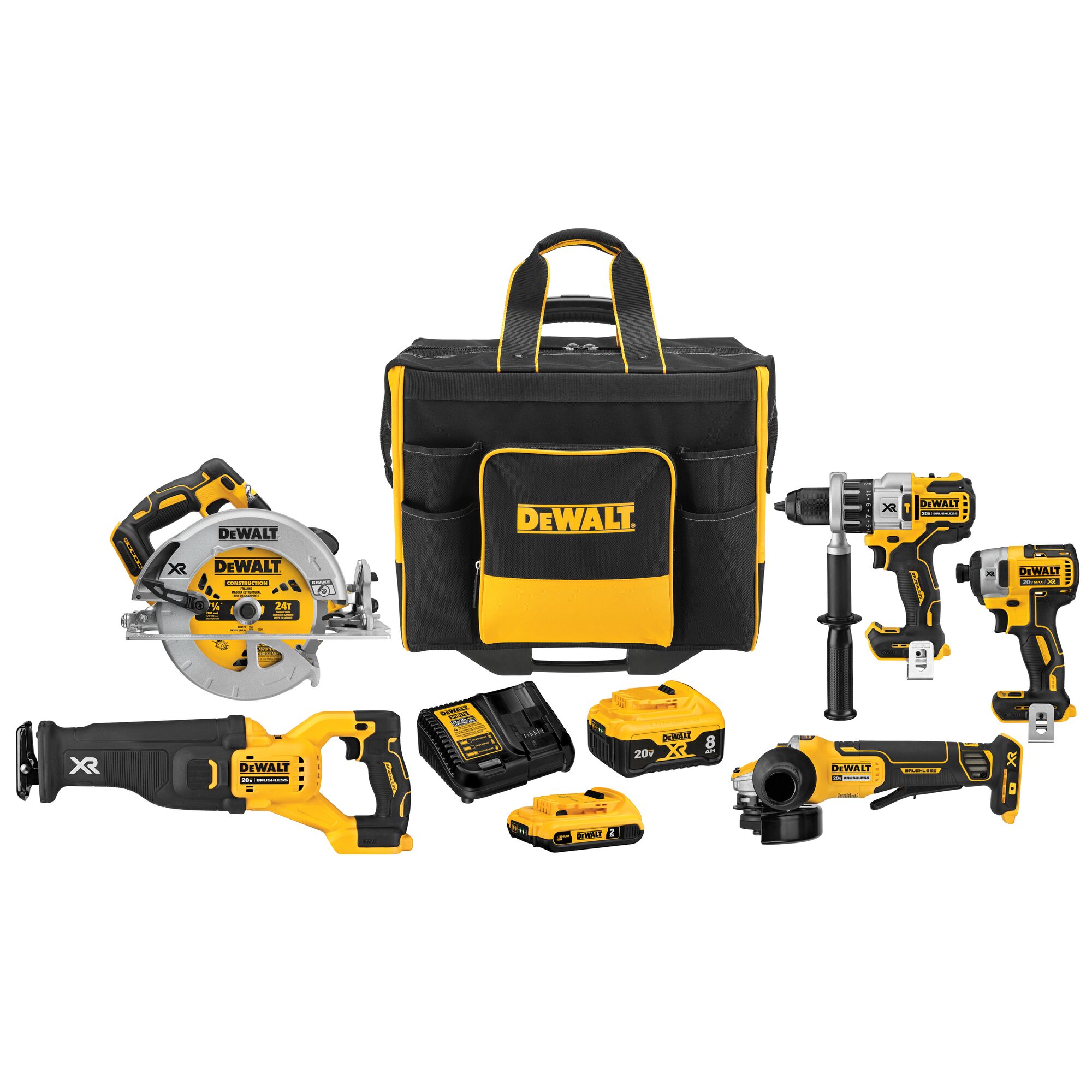 20V MAX XR 5 Tool Combo Kit with Large Site Ready Rolling Bag DEWALT