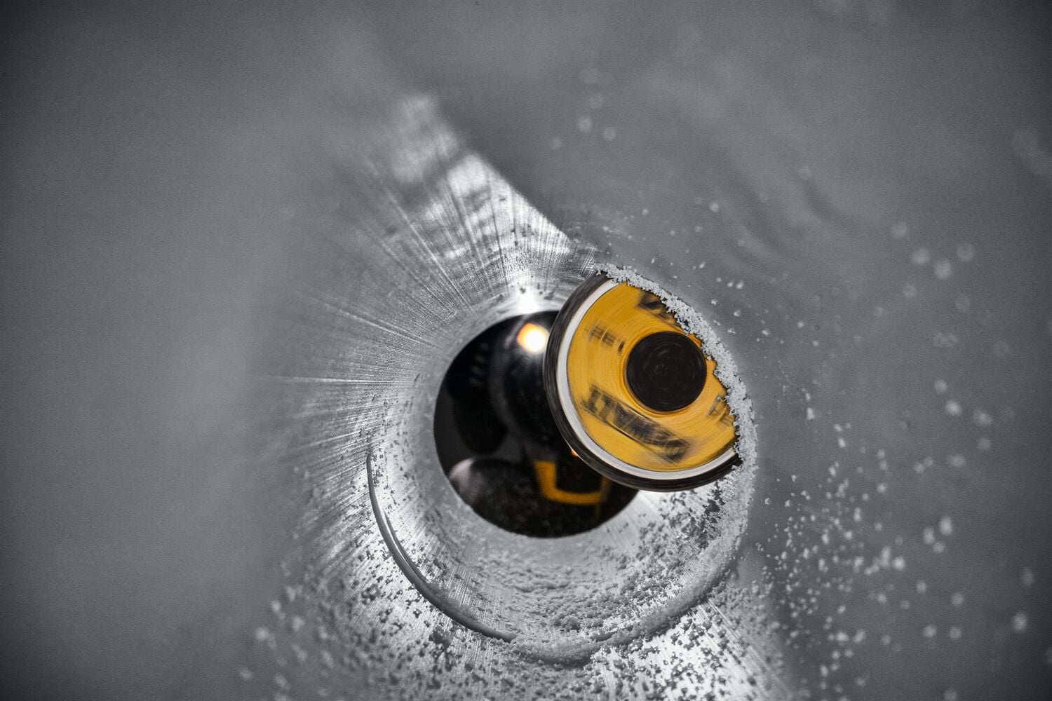 Inside Pipe Cutter cutting PVC pipe from inside view