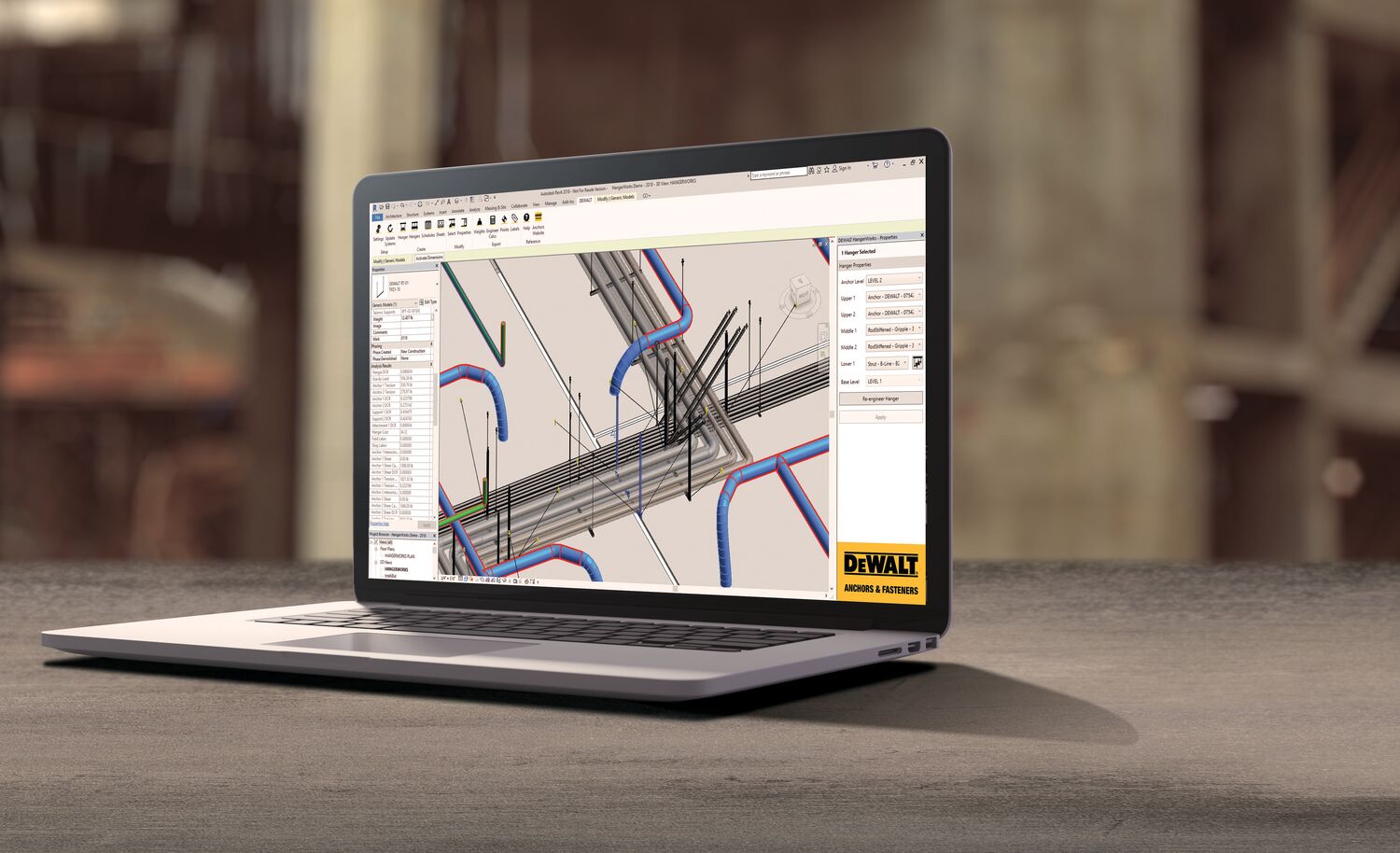Image of a laptop running DEWALT Hangerworks software