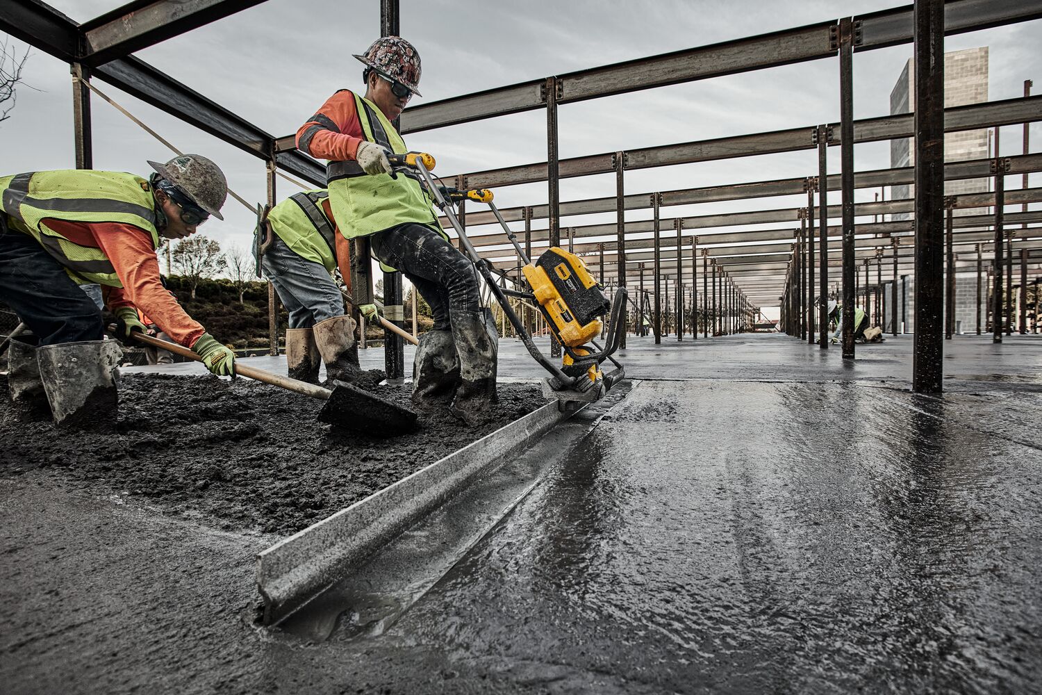 Man operating screed